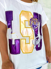 Load image into Gallery viewer, Queen Of Sparkles LSU Metallic Icon Tee