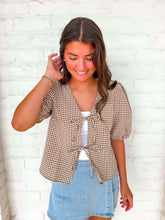 Load image into Gallery viewer, Cozy Cabin Bow Brown Top