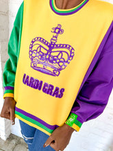 Load image into Gallery viewer, Queen Of Sparkles Mardi Gras Colorblock Crown Sweatshirt