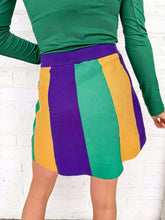 Load image into Gallery viewer, Mardi Gras Vertical Color Block Sweater Skirt