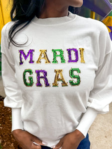 Mardi Gras Obsessed White Top