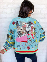 Load image into Gallery viewer, Queen Of Sparkles Aqua Dogs on Santas Sleigh Sweatshirt