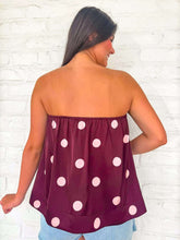 Load image into Gallery viewer, Try Again Burgundy Polka Dot Top