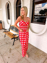 Load image into Gallery viewer, Grateful Gingham Red Skirt Set