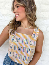 Load image into Gallery viewer, Queen Of Sparkles Yellow &amp; White NOLA Street Tiles Cotton Top