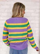 Load image into Gallery viewer, Mardi Gras Knitted Striped Sweater