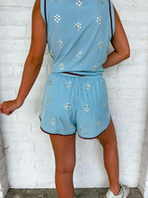 Load image into Gallery viewer, Queen Of Sparkles Light Blue Rhinestone Active Shorts