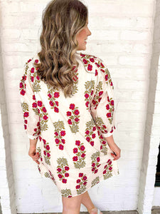 Dealing With Me Red Ecru Dress