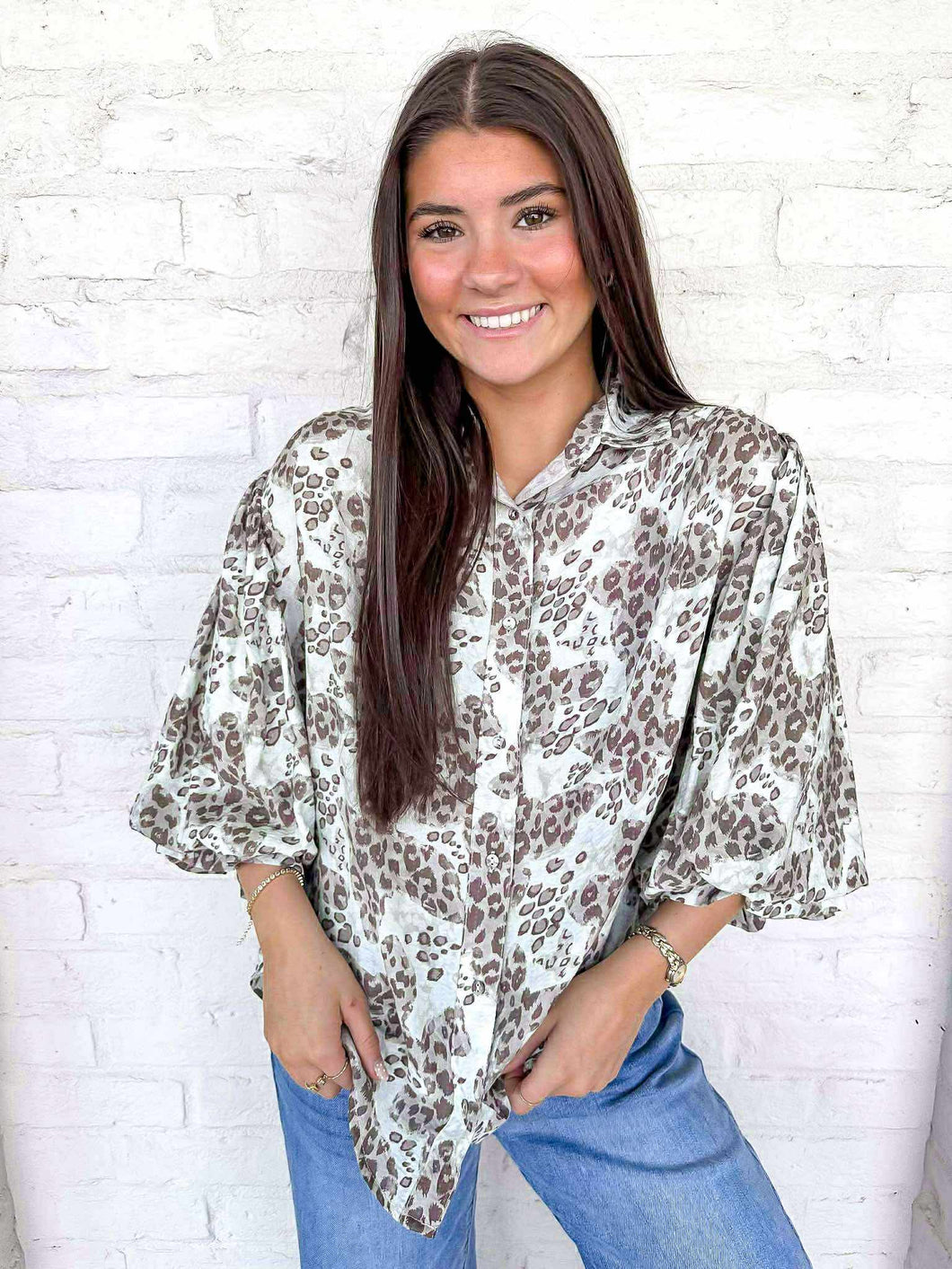 Things To Do Leopard Gray Mix Top