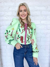 Load image into Gallery viewer, Queen Of Sparkles Green Christmas Icon Zip Up Top