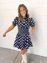 Load image into Gallery viewer, Trend On The Rise Navy Polka Dot Dress