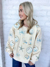 Load image into Gallery viewer, Queen Of Sparkles Ivory &amp; Mint Coastal Sea Shell Ornament Sweatshirt