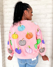 Load image into Gallery viewer, Queen Of Sparkles Light Pink Multi Pumpkin Sweatshirt