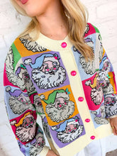 Load image into Gallery viewer, Queen Of Sparkles Pastel Colorblock Santa Button Up Cardigan