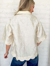 Load image into Gallery viewer, Scallop Secrets Ivory Jacquard Top