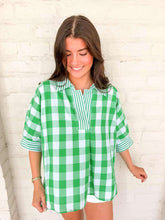 Load image into Gallery viewer, Checkered Craze Green Top