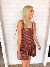 Load image into Gallery viewer, Temporary Stop Mocha Polka Dot Dress