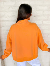 Load image into Gallery viewer, Queen Of Sparkles Light Orange Gingham Candy Corn Mockneck