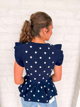 Load image into Gallery viewer, Polka Dot Power Navy Top