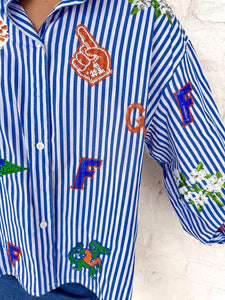 Queen Of Sparkles Florida Mini Icon Striped Button Down