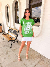 Load image into Gallery viewer, Queen Of Sparkles Green Football Field Queen Card Logo Top