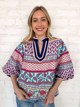 Load image into Gallery viewer, Flower Power Turquoise Multi Print Top