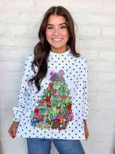 Load image into Gallery viewer, Queen Of Sparkles White &amp; Black Polka Dot Multi Christmas Tree Mockneck