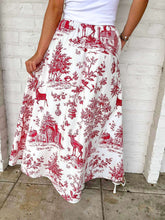 Load image into Gallery viewer, Queen Of Sparkles Red &amp; White Christmas Twall Cotton Midi Skirt