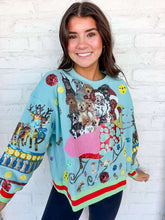 Load image into Gallery viewer, Queen Of Sparkles Aqua Dogs on Santas Sleigh Sweatshirt