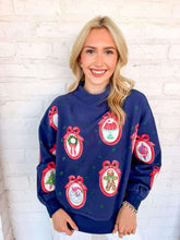 Load image into Gallery viewer, Queen Of Sparkles Navy Wallpaper Mockneck Sweatshirt