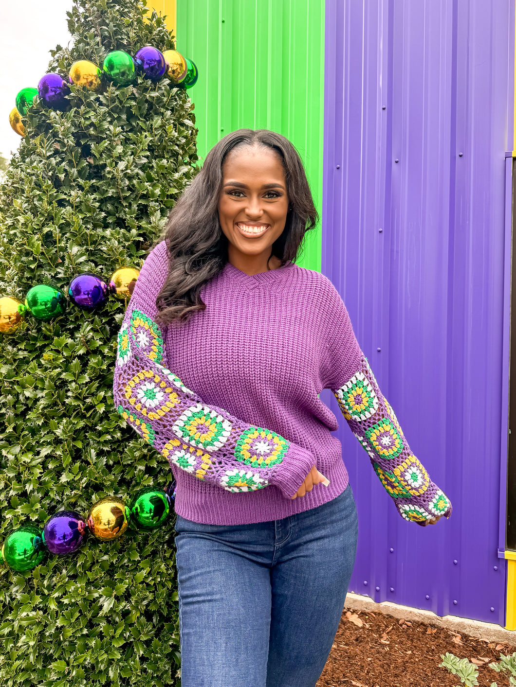 Louisiana Love Mardi Gras Sweater