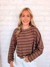 Load image into Gallery viewer, Light Up The Sky Brown Stripe Top