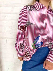 Queen Of Sparkles Texas A&M Mini Icon Striped Button Down