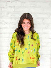 Load image into Gallery viewer, Queen Of Sparkles Lime Green Multi Skeleton Sweatshirt