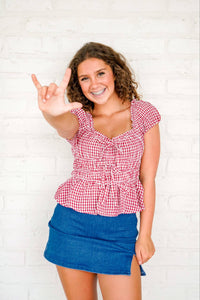 Deserve The Most Red Gingham Top