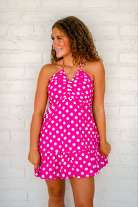 Save My Life Pink Polka Dot Dress