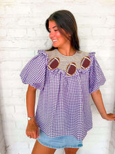 Load image into Gallery viewer, Vintage Smock Purple Gameday Top