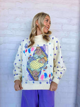 Load image into Gallery viewer, Queen Of Sparkles Beige &amp; Lavender Polka Dot Sparkle Logo Sweatshirt