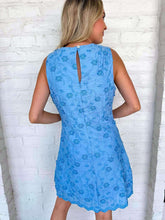 Load image into Gallery viewer, Scallop Sass Blue Dress