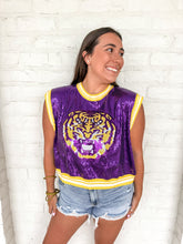 Load image into Gallery viewer, Queen Of Sparkles LSU Full Sequin Mascot Tank