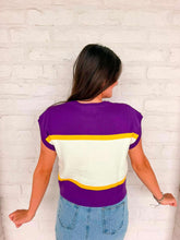 Load image into Gallery viewer, Jordan Amanda Purple/Gold Tiger Knit Top