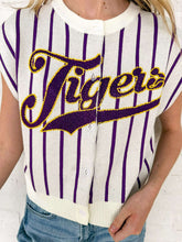 Load image into Gallery viewer, Queen Of Sparkles White LSU Striped Button Up Vest