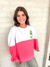 Load image into Gallery viewer, Queen Of Sparkles Colorblock QOS Logo Sweatshirt