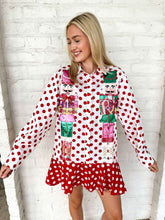 Load image into Gallery viewer, Queen Of Sparkles Red &amp; White Polka Dot Metallic Nutcracker Button Up Cotton
Dress