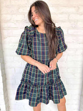 Load image into Gallery viewer, Holiday Navy and Green Plaid Dress