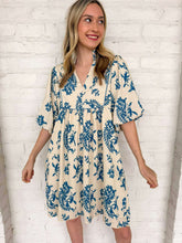 Load image into Gallery viewer, Vineyard View Printed Blue Dress