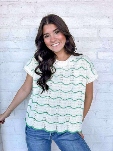 Perfectly Poised Green Knit Sweater