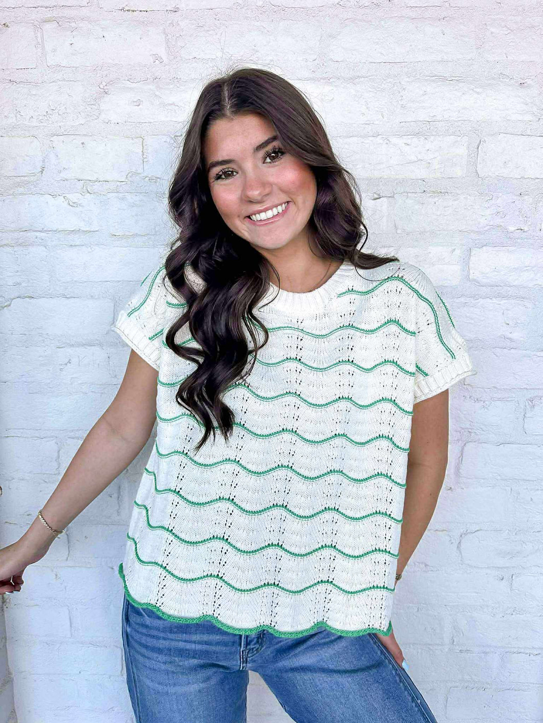 Perfectly Poised Green Knit Sweater