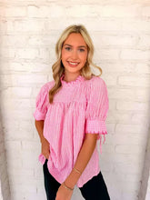 Load image into Gallery viewer, Seersucker Sweetness Pink Top