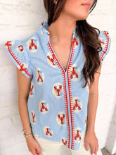 Load image into Gallery viewer, THML Lobster Stripe Blue Top
